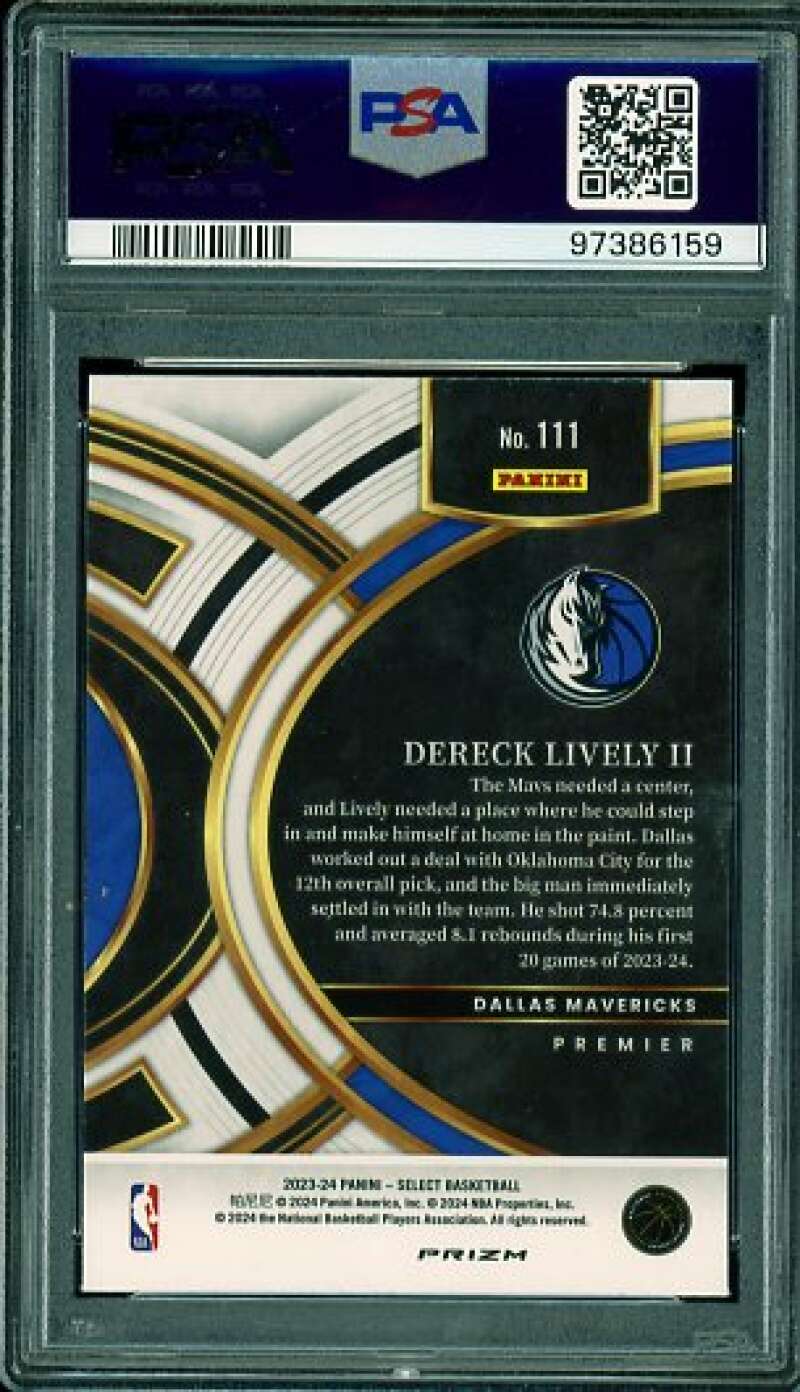 Dereck Lively II Rookie Card 2023-24 Select Blue Prizm #111 PSA 10 Image 2