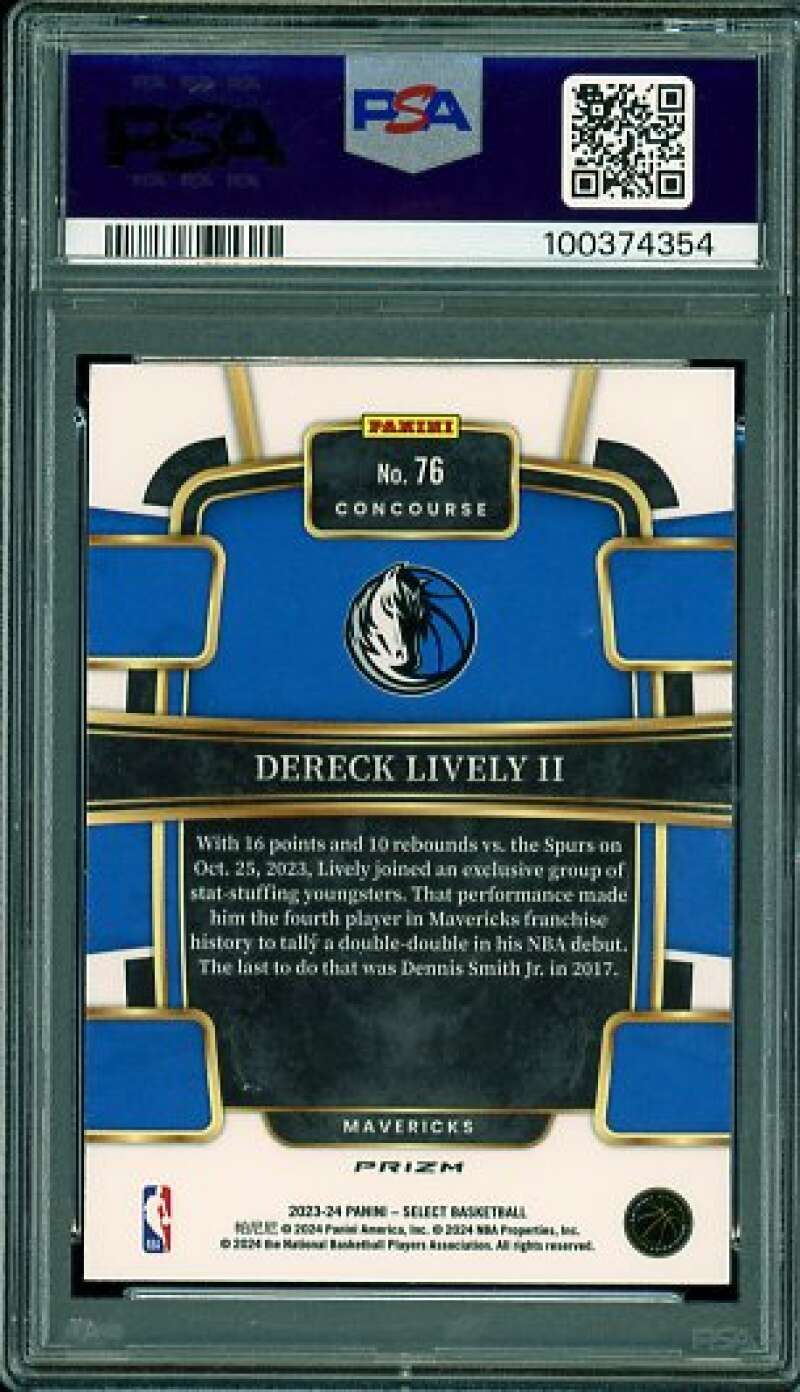 Dereck Lively II Rookie Card 2023-24 Select Silver Prizm #76 PSA 9 Image 2