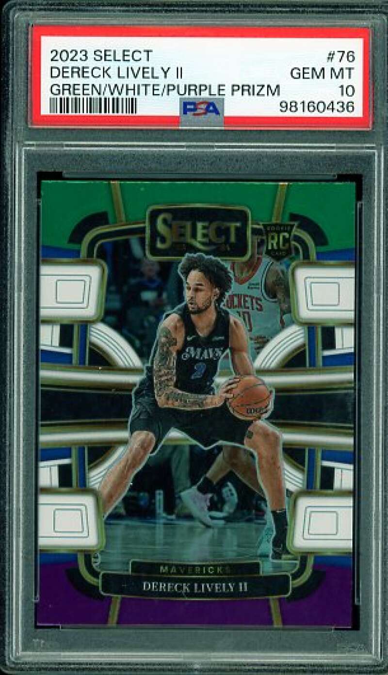 Dereck Lively II Rookie Card 2023-24 Select Green White Purple Prizm #76 PSA 10 Image 1