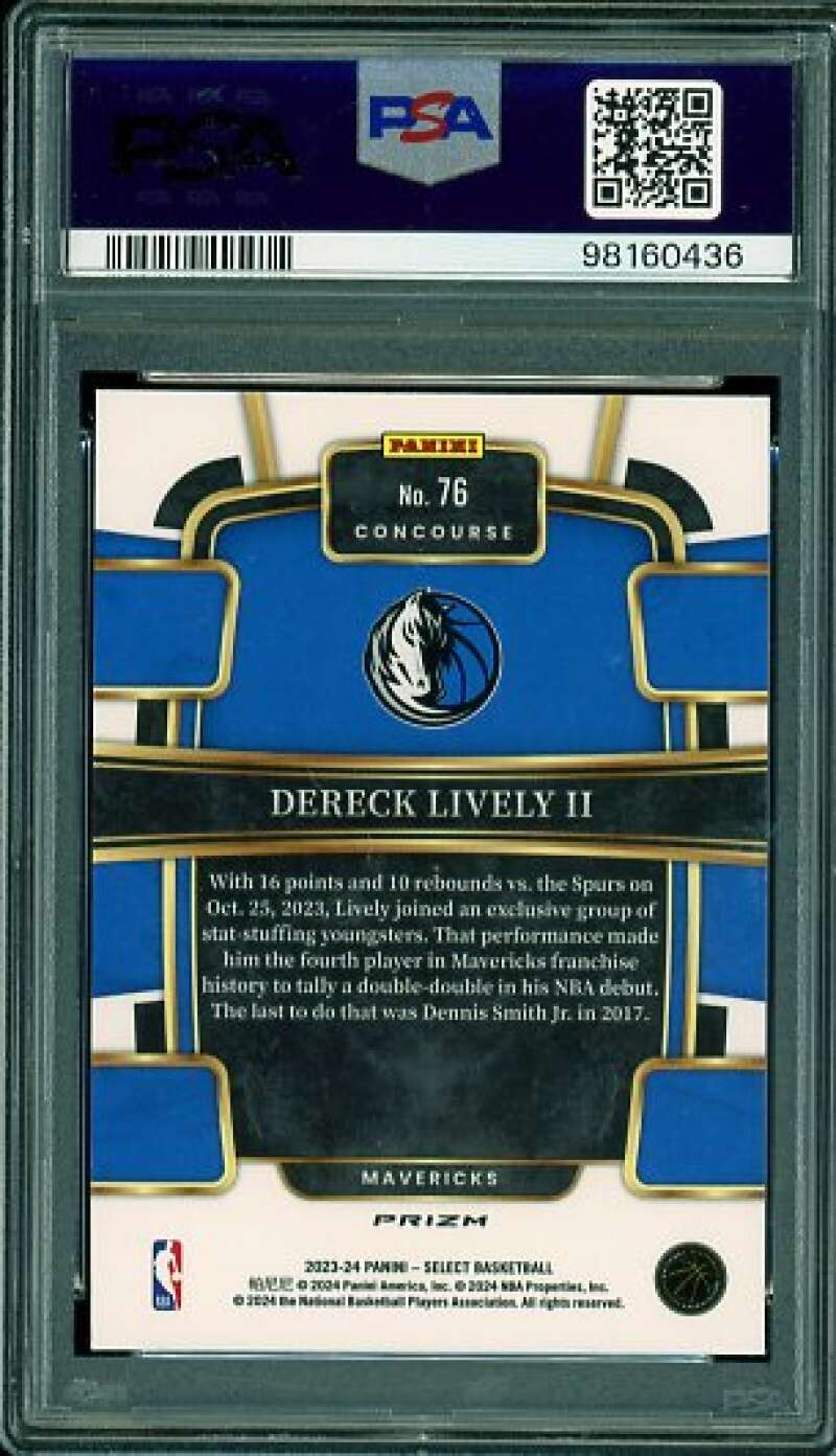 Dereck Lively II Rookie Card 2023-24 Select Green White Purple Prizm #76 PSA 10 Image 2