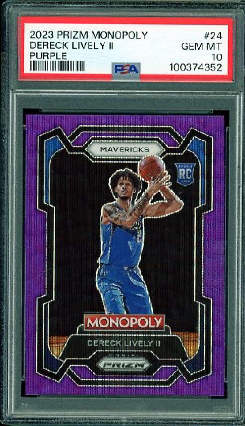 Dereck Lively II Rookie Card 2023-24 Prizm Monopoly Purple #24 PSA 10 Image 1