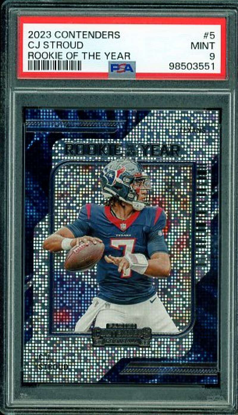 C.J. Stroud Rookie Card 2023 Contenders Rookie Of The Year #5 PSA 9 Image 1