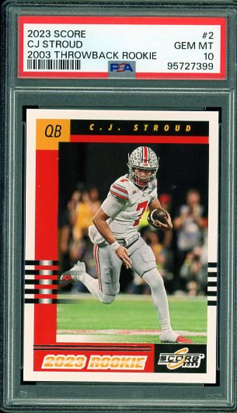 C.J. Stroud Rookie Card 2023 Score Throwback Rookie #2 PSA 10 Image 1