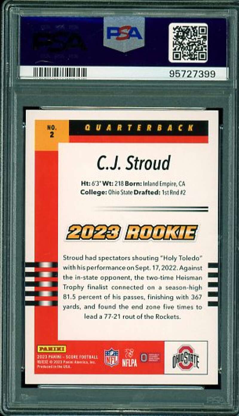 C.J. Stroud Rookie Card 2023 Score Throwback Rookie #2 PSA 10 Image 2