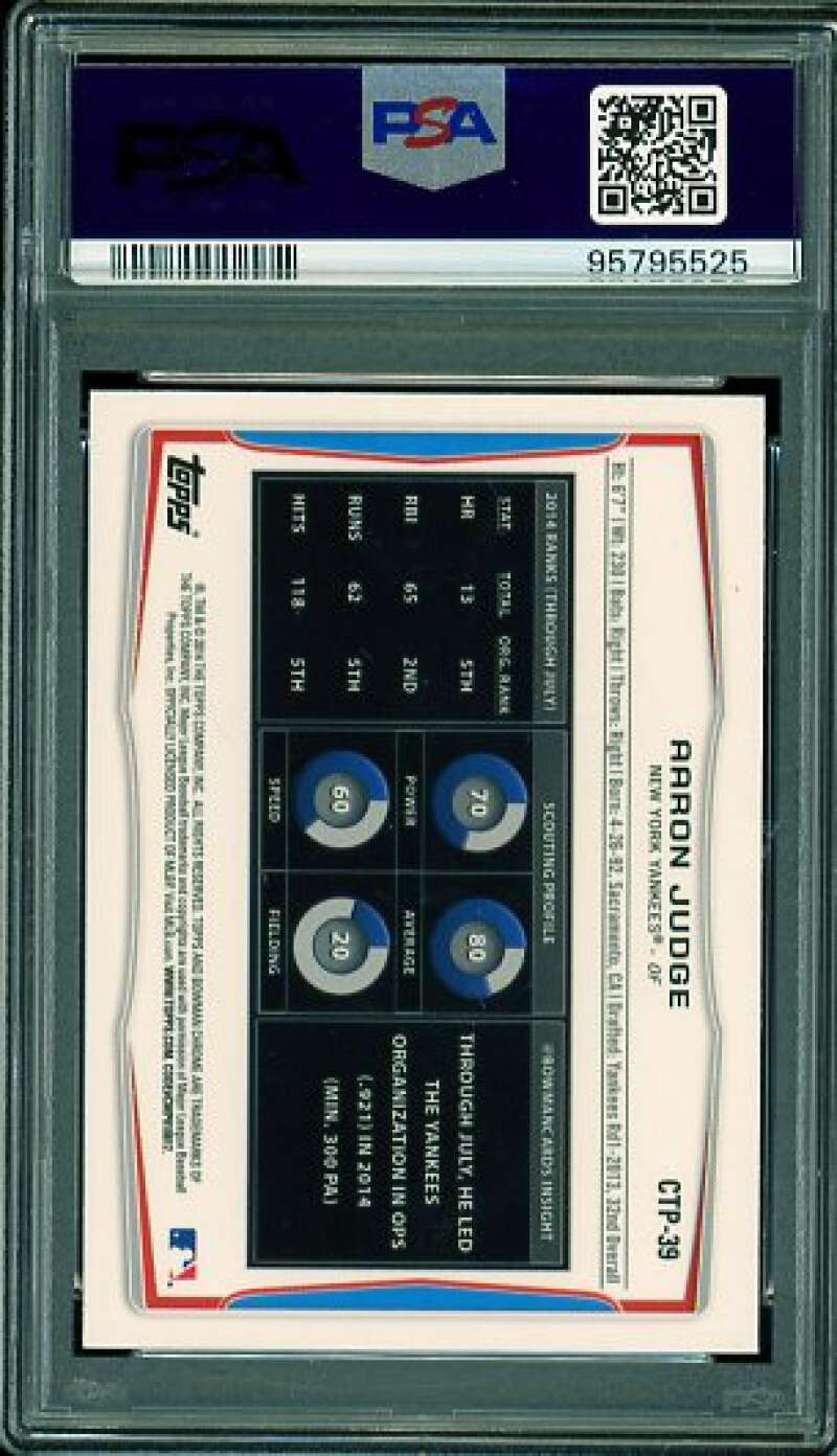 Aaron Judge Rookie Card 2014 Bowman Chrome Draft Refractors #CTP39 PSA 9 Image 2