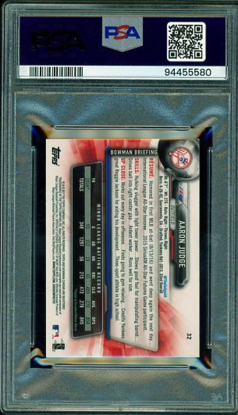 Aaron Judge Rookie Card 2017 Bowman Chrome Mini #32 PSA 9 Image 2