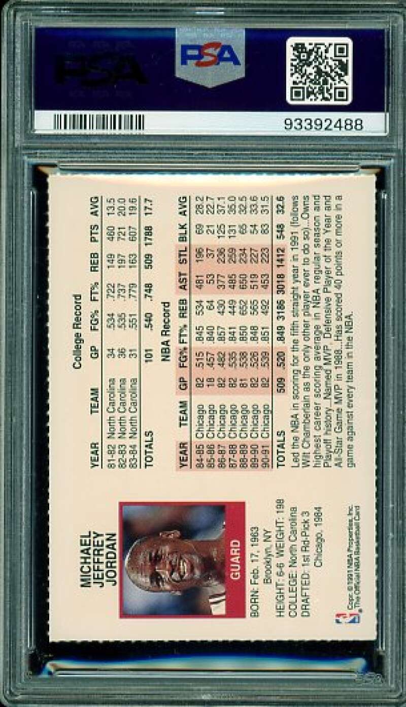 Michael Jordan Card 1991-92 Hoops Team Night Sheets-Perforated #nno PSA 7 Image 2