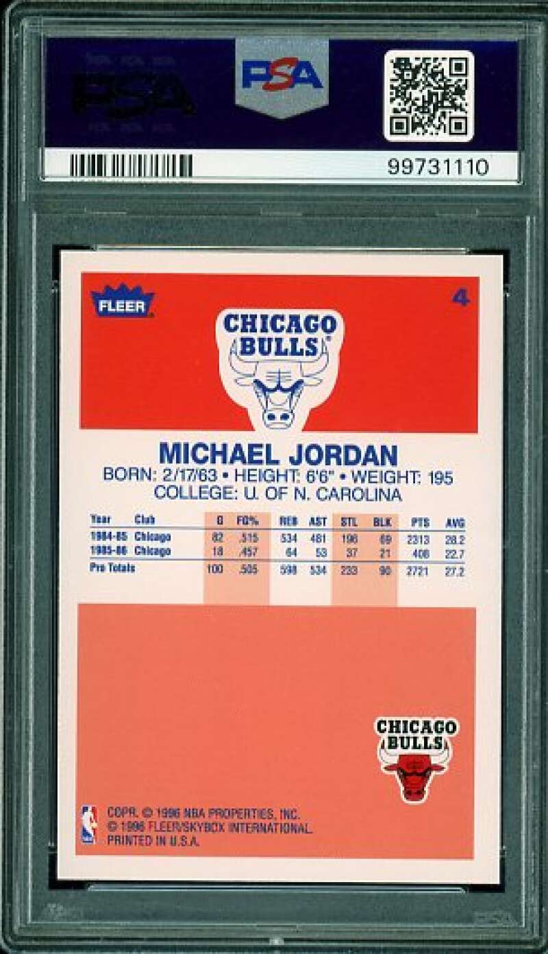 Michael Jordan Card 1996-97 Fleer Decade Of Excellence #4 PSA 9 Image 2