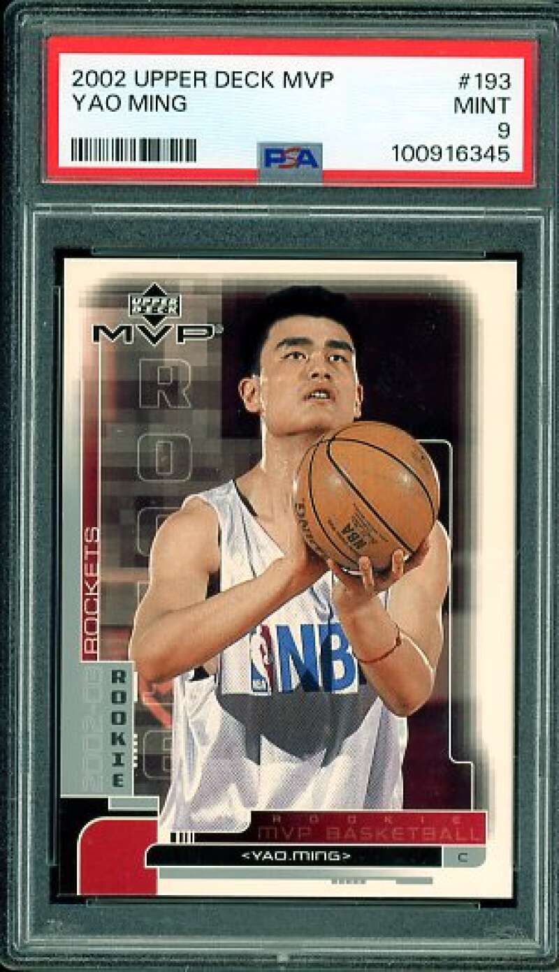 Yao Ming Rookie Card 2002-03 Upper Deck MVP #193 PSA 9 Image 1