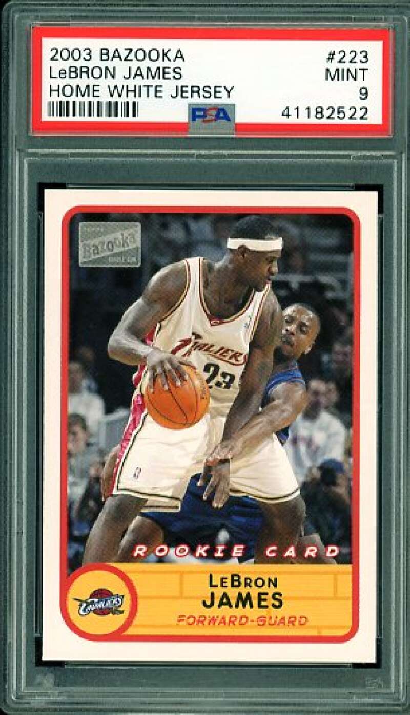 LeBron James Rookie Card 2003-04 Bazooka Home White Jersey #223 PSA 9 Image 1
