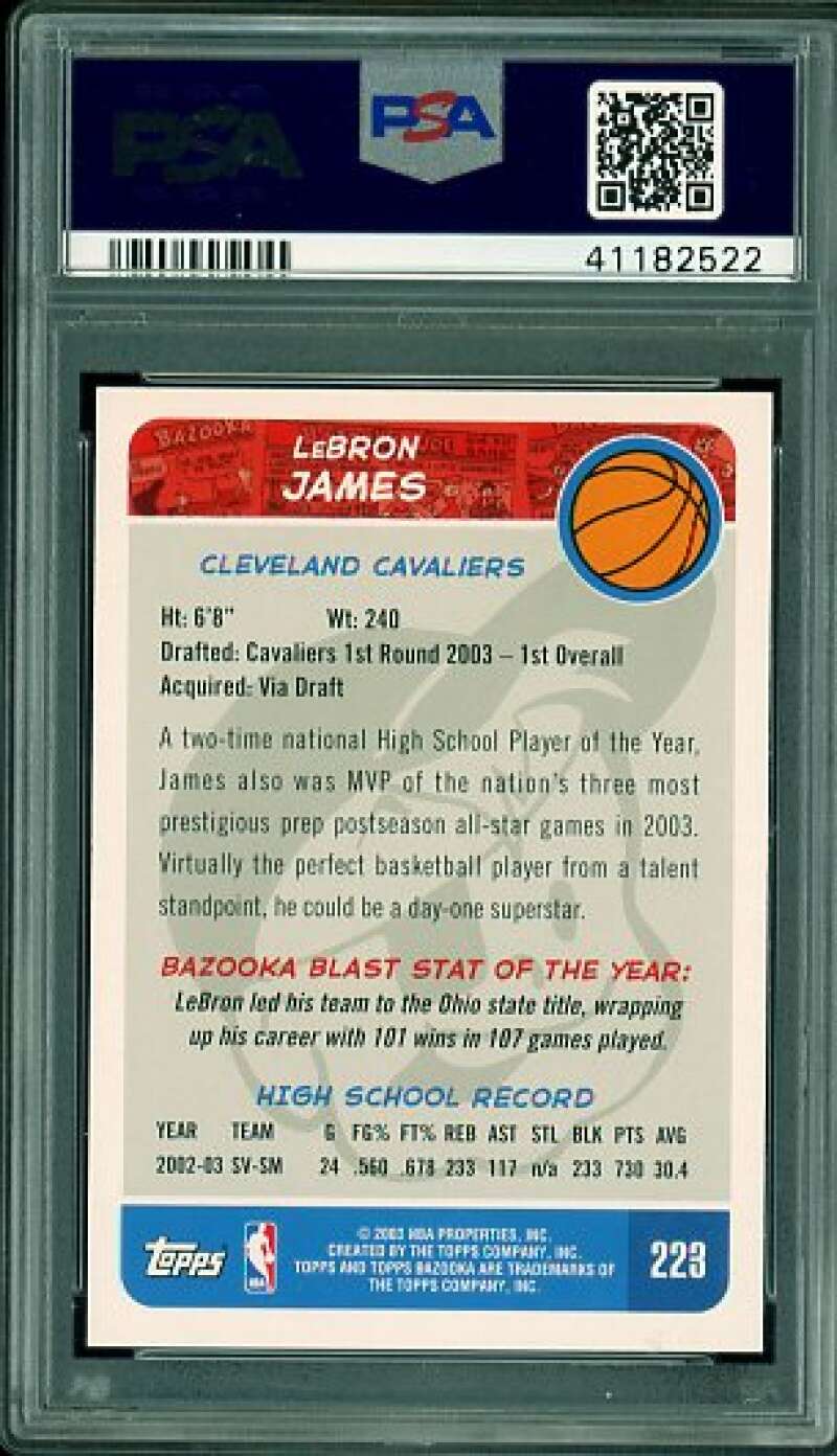 LeBron James Rookie Card 2003-04 Bazooka Home White Jersey #223 PSA 9 Image 2