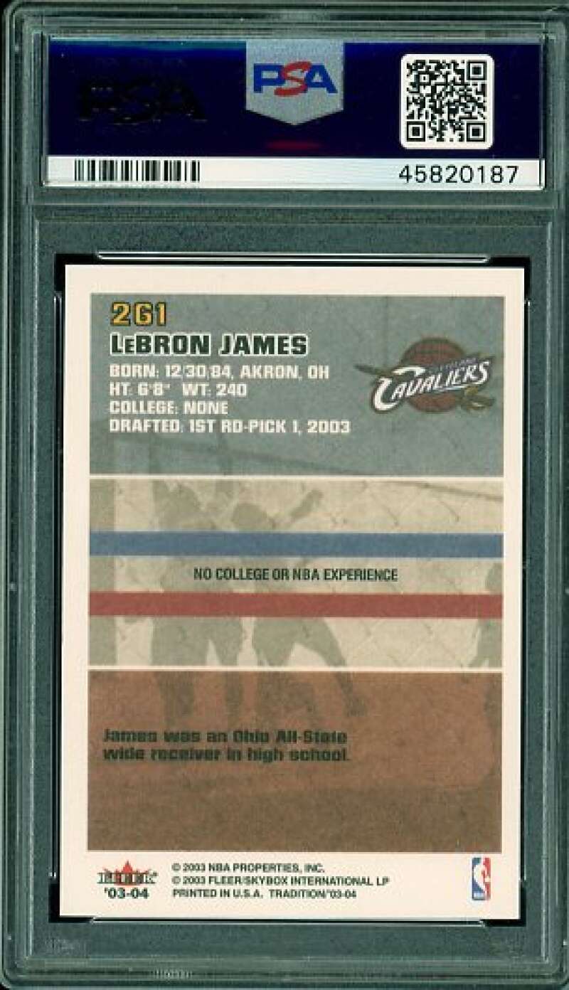 LeBron James Rookie Card 2003-04 Fleer #261 PSA 9 Image 2