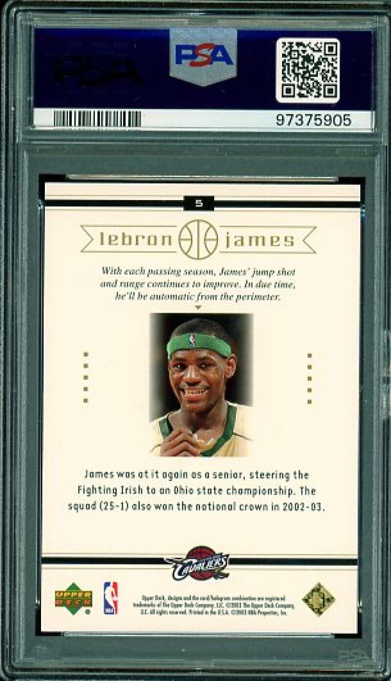 LeBron James Rookie Card 2003-04 Upper Deck Box Set #5 PSA 9 Image 2