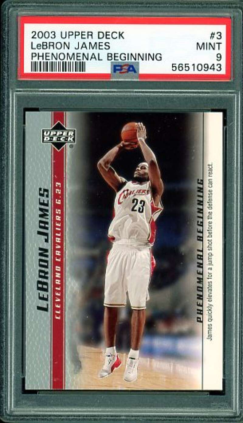 LeBron James Rookie Card 2003-04 Upper Deck Phenomenal Beginning #3 PSA 9 Image 1