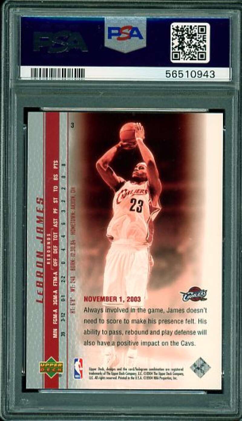 LeBron James Rookie Card 2003-04 Upper Deck Phenomenal Beginning #3 PSA 9 Image 2