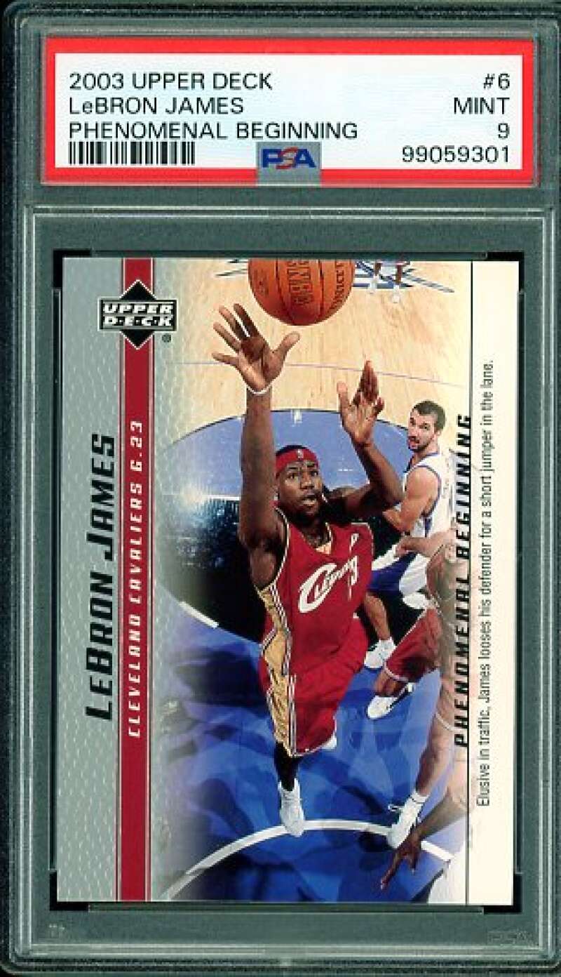LeBron James Rookie Card 2003-04 Upper Deck Phenomenal Beginning #6 PSA 9 Image 1