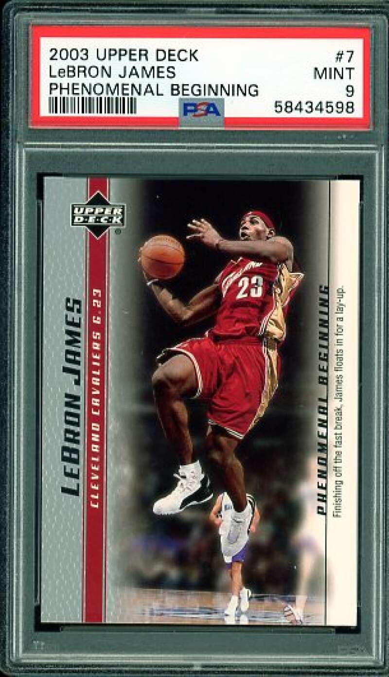LeBron James Rookie Card 2003-04 Upper Deck Phenomenal Beginning #7 PSA 9 Image 1