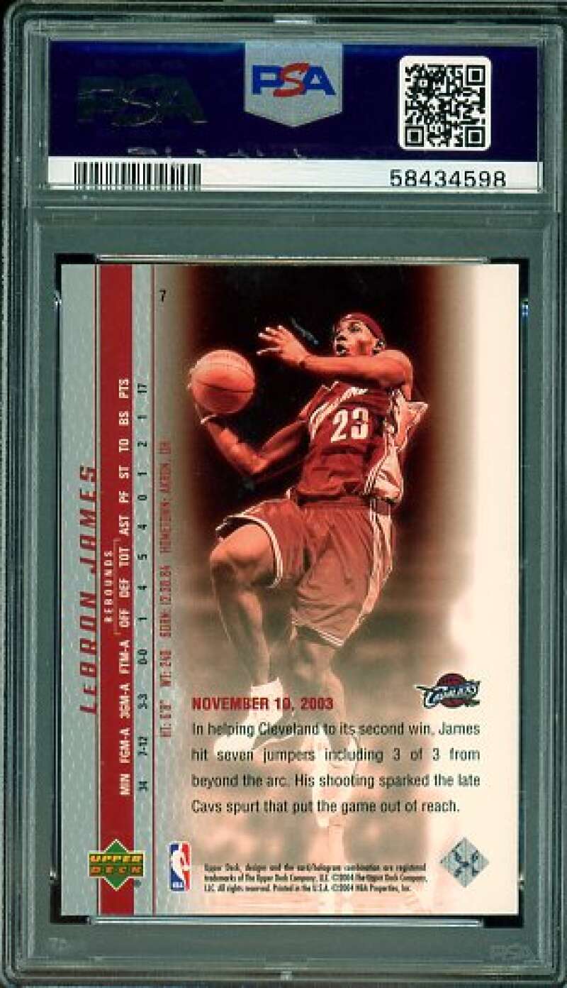 LeBron James Rookie Card 2003-04 Upper Deck Phenomenal Beginning #7 PSA 9 Image 2