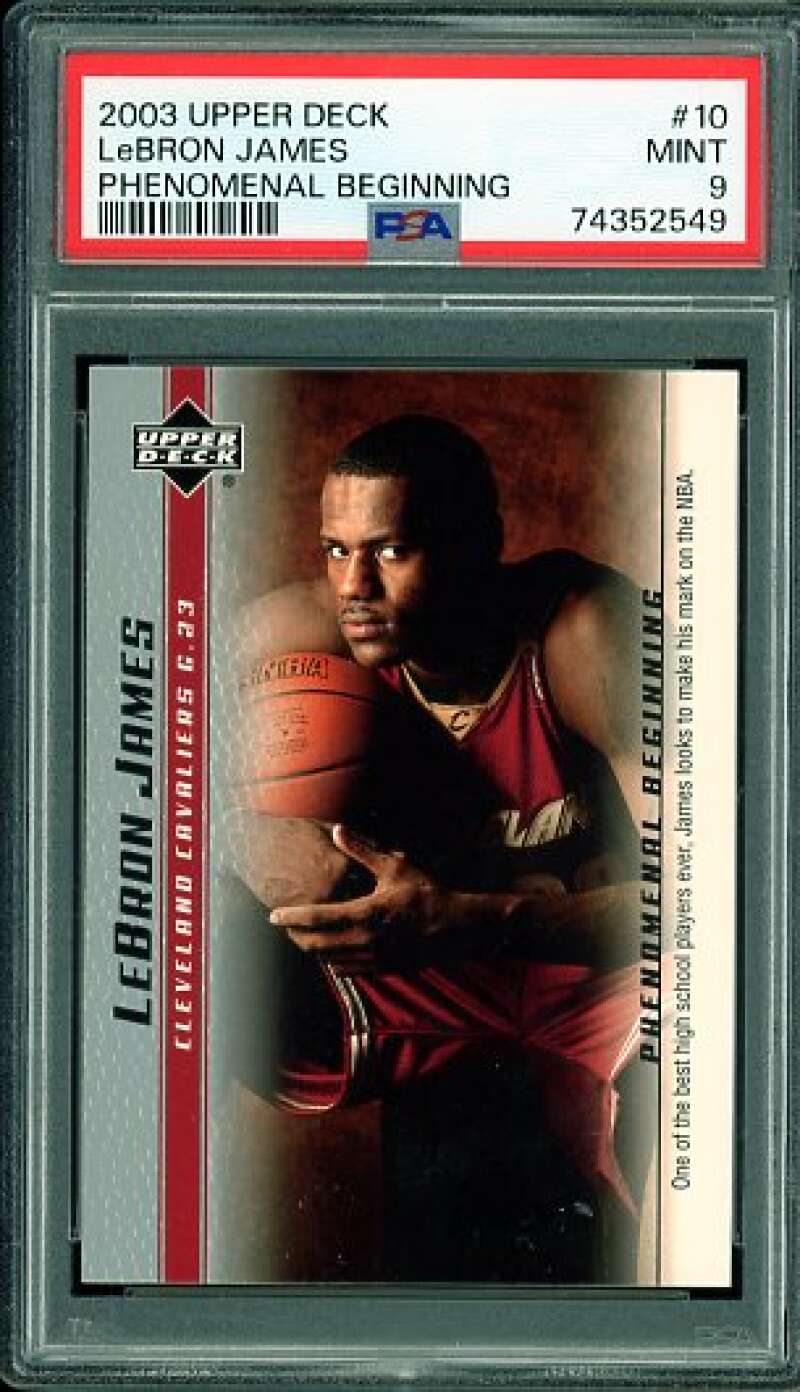 LeBron James Rookie Card 2003-04 Upper Deck Phenomenal Beginning #10 PSA 9 Image 1