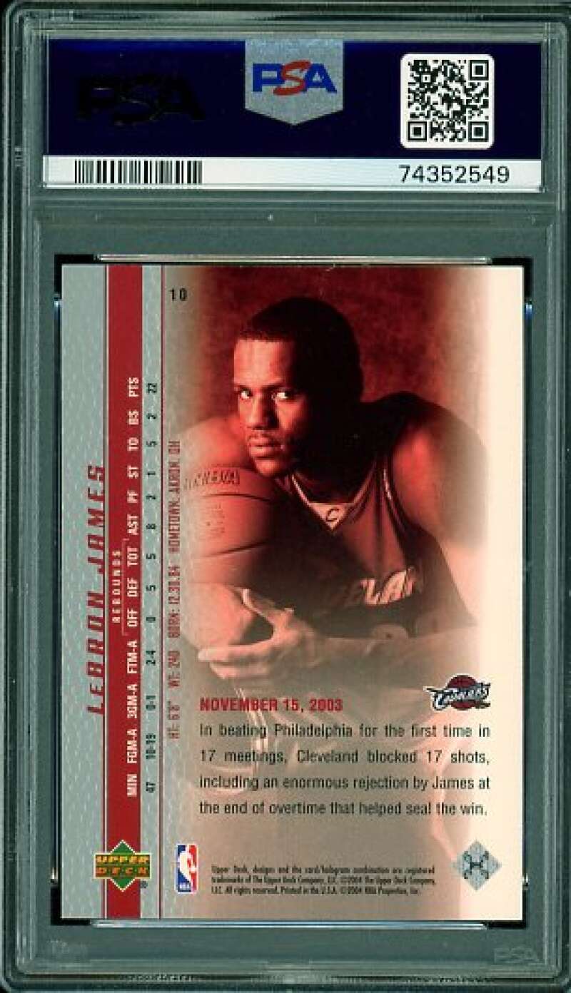 LeBron James Rookie Card 2003-04 Upper Deck Phenomenal Beginning #10 PSA 9 Image 2
