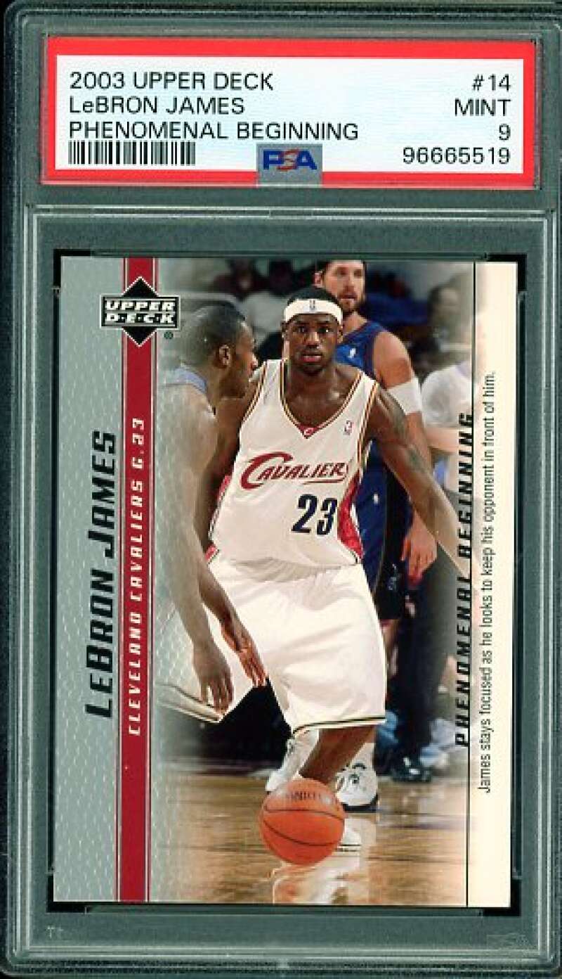 LeBron James Rookie Card 2003-04 Upper Deck Phenomenal Beginning #14 PSA 9 Image 1
