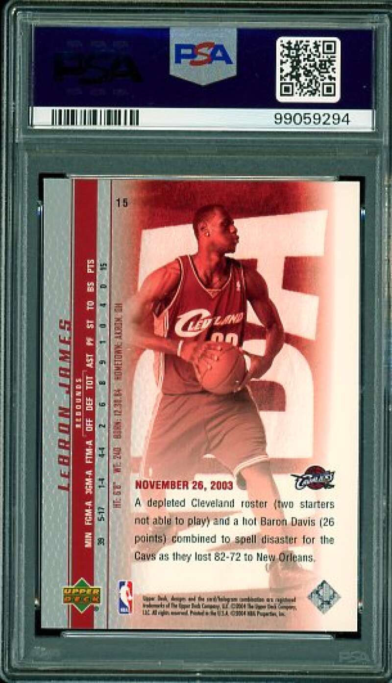 LeBron James Rookie Card 2003-04 Upper Deck Phenomenal Beginning #15 PSA 9 Image 2