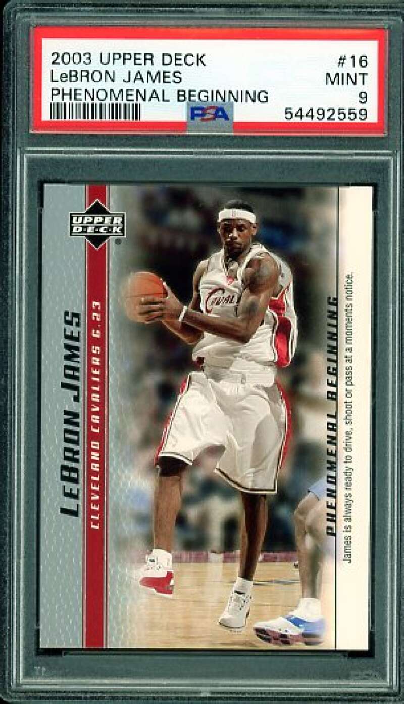 LeBron James Rookie Card 2003-04 Upper Deck Phenomenal Beginning #16 PSA 9 Image 1