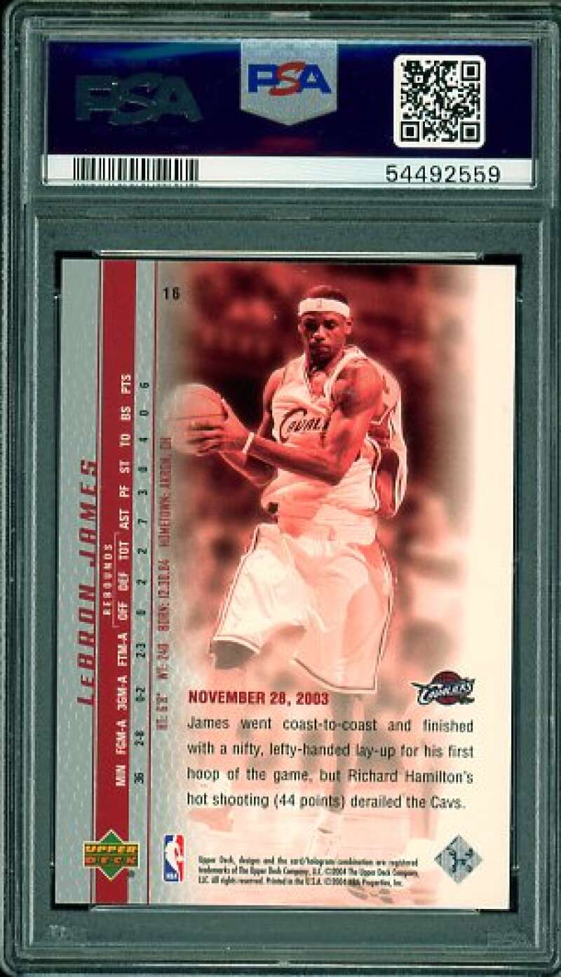 LeBron James Rookie Card 2003-04 Upper Deck Phenomenal Beginning #16 PSA 9 Image 2