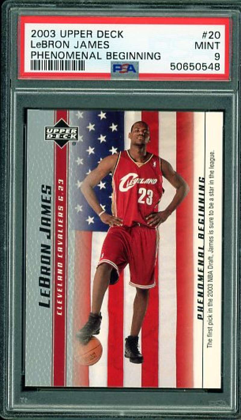 LeBron James Rookie Card 2003-04 Upper Deck Phenomenal Beginning #20 PSA 9 Image 1