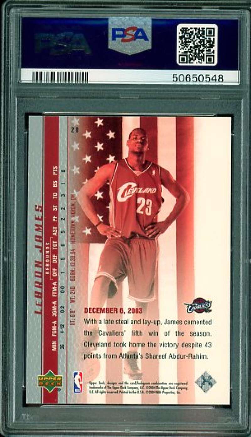 LeBron James Rookie Card 2003-04 Upper Deck Phenomenal Beginning #20 PSA 9 Image 2