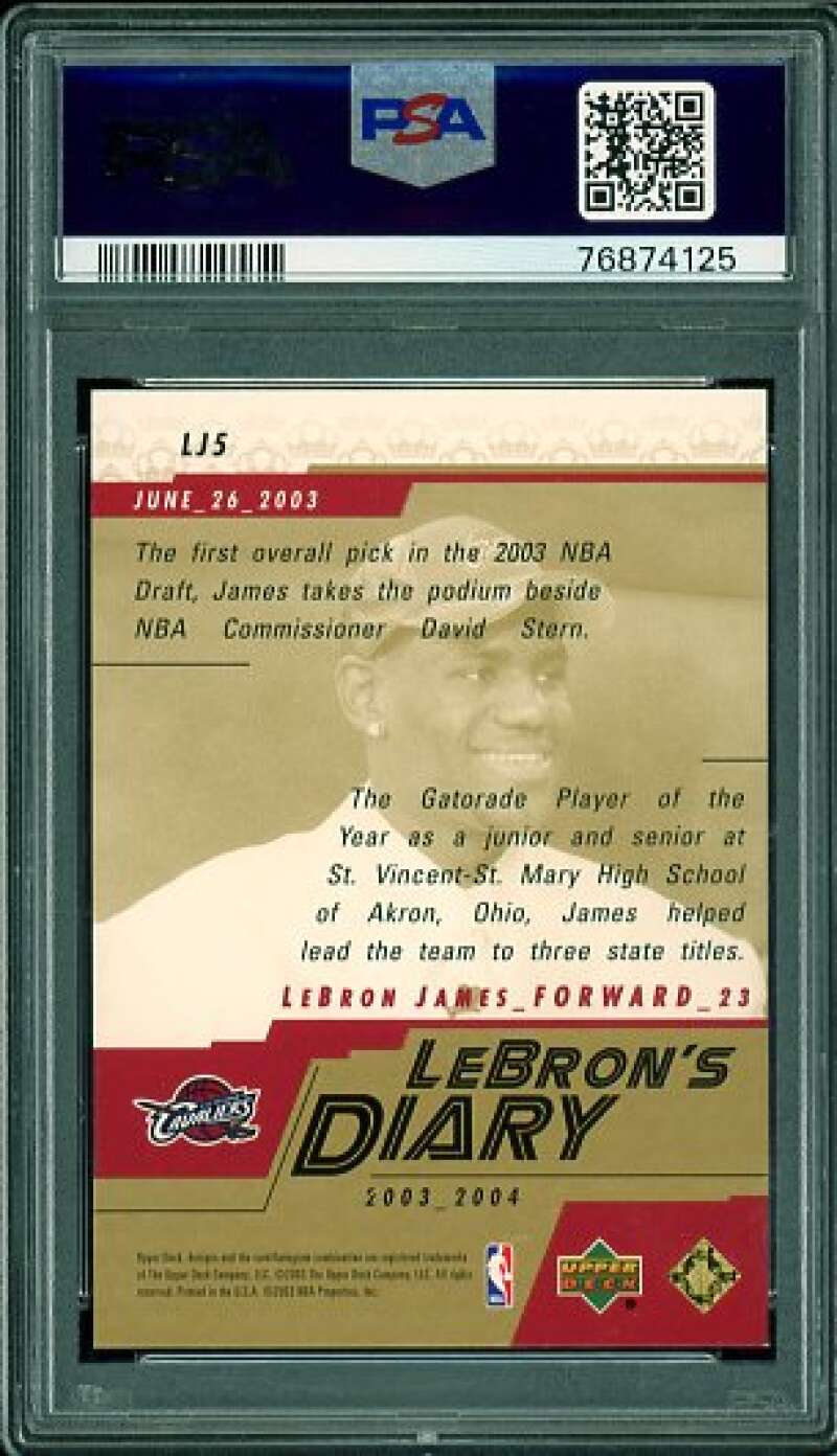 LeBron James Rookie Card 2003-04 Upper Deck Diary #LJ5 PSA 9 Image 2
