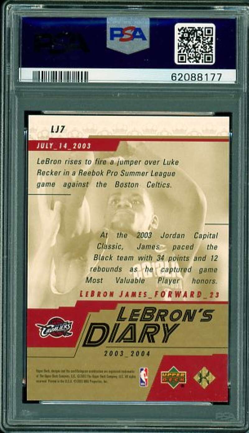 LeBron James Rookie Card 2003-04 Upper Deck Diary #LJ7 PSA 9 Image 2
