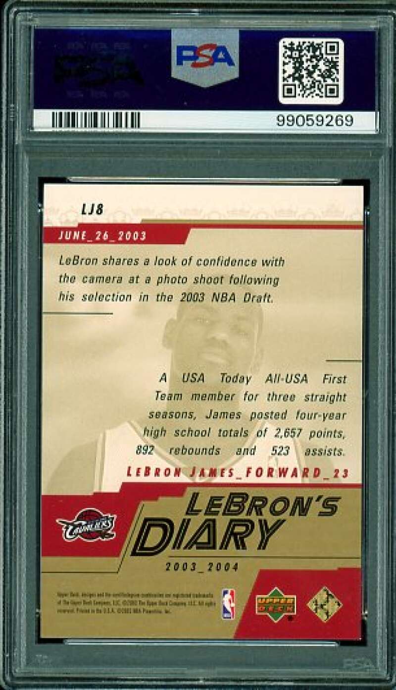 LeBron James Rookie Card 2003-04 Upper Deck Diary #LJ8 PSA 9 Image 2