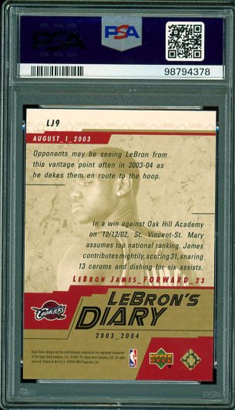 LeBron James Rookie Card 2003-04 Upper Deck Diary #LJ9 PSA 8 Image 2