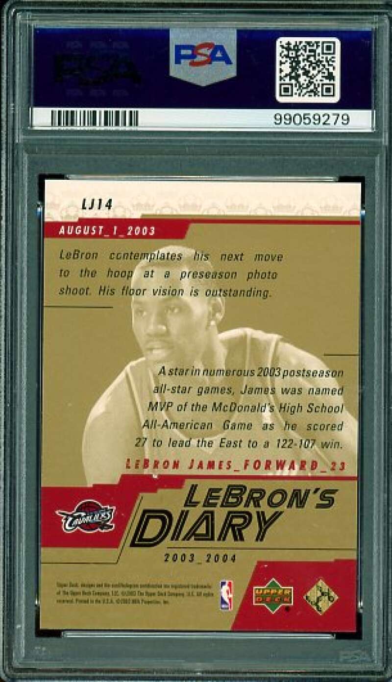 LeBron James Rookie Card 2003-04 Upper Deck Diary #LJ14 PSA 9 Image 2