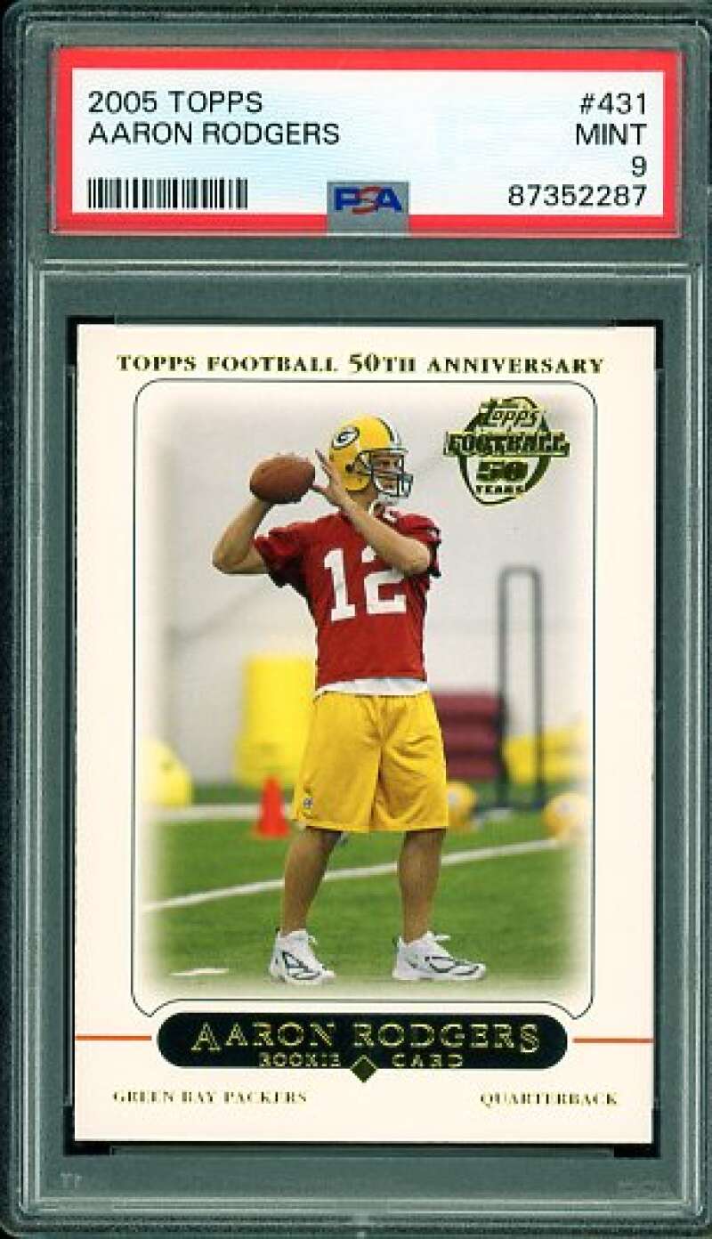 Aaron Rodgers Rookie Card 2005 Topps #431 PSA 9 Image 1