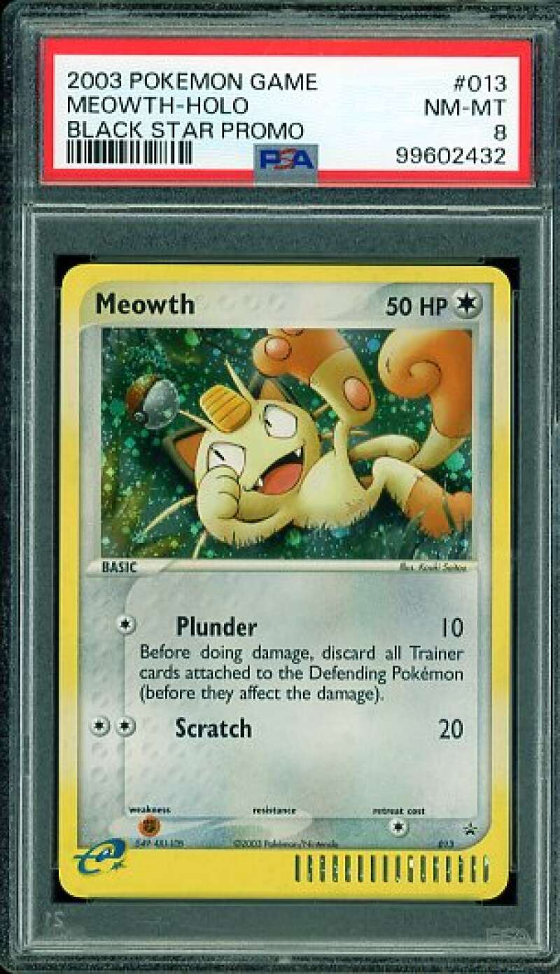 Meowth Holo Card 2003 Pokemon Game Black Star Promo #013 PSA 8 Image 1