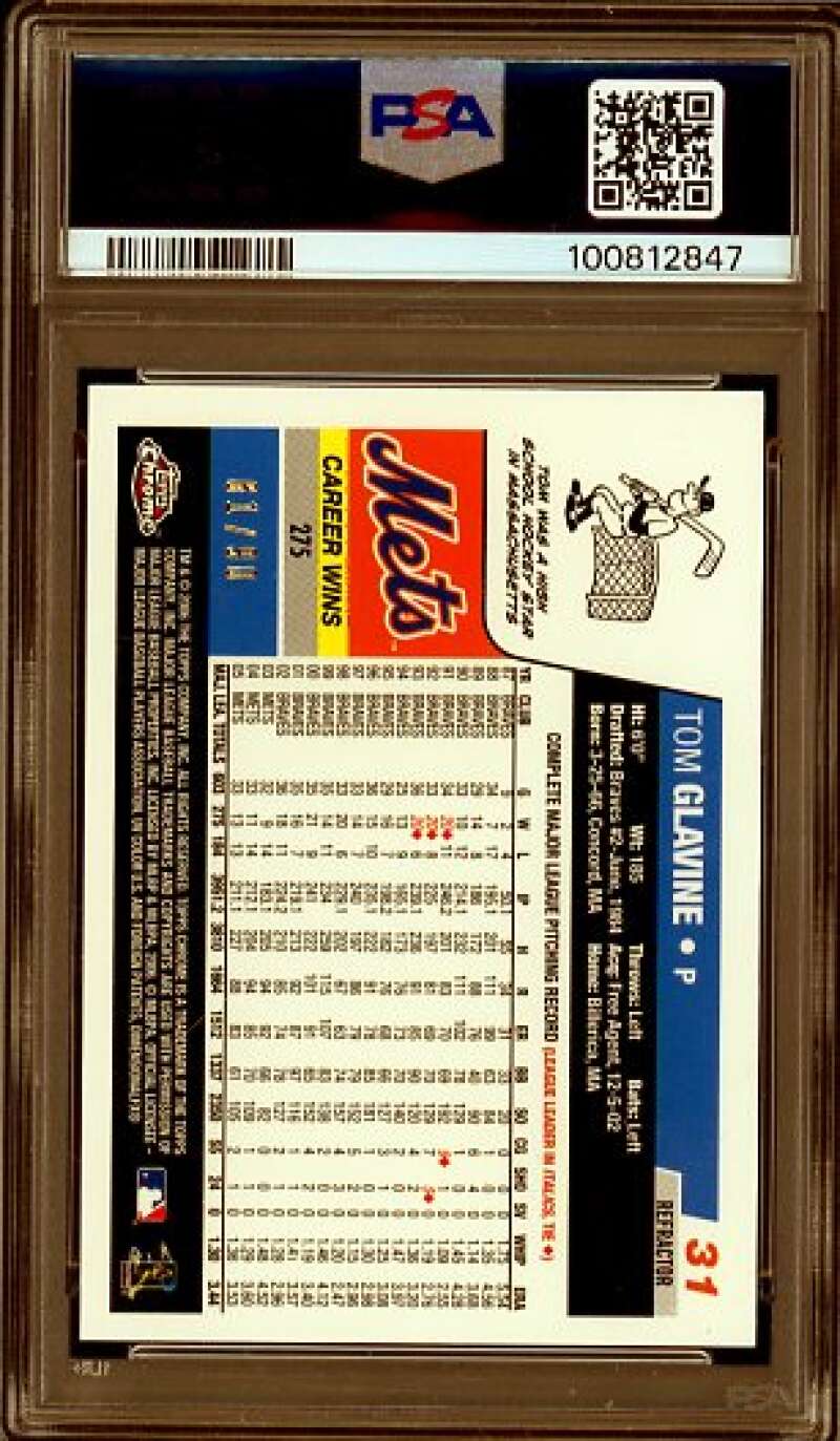 Tom Glavine Card 2006 Topps Chrome Red Refractor (61/90) (pop 1) #31 PSA 10 Image 2