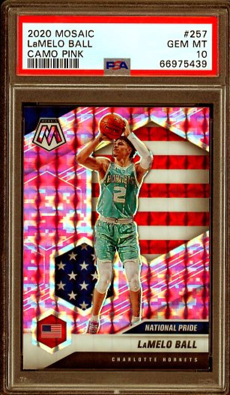LaMelo Ball Rookie Card 2020-21 Mosaic Camo Pink #257 PSA 10 Image 1