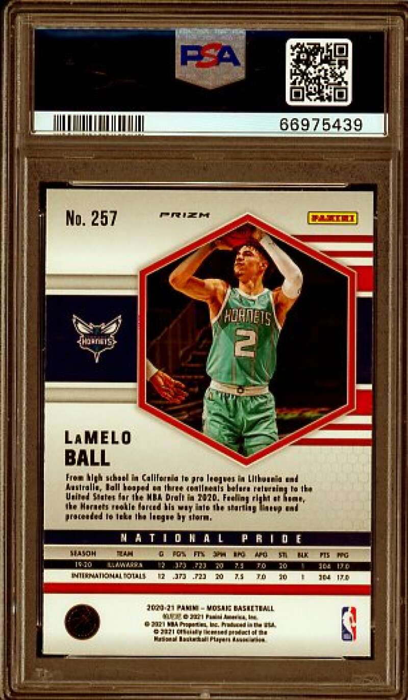 LaMelo Ball Rookie Card 2020-21 Mosaic Camo Pink #257 PSA 10 Image 2