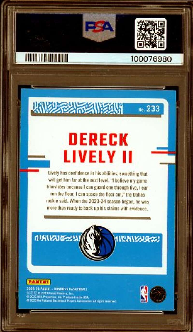 Dereck Lively II Rookie Card 2023-24 Donruss Red #233 PSA 8 Image 2