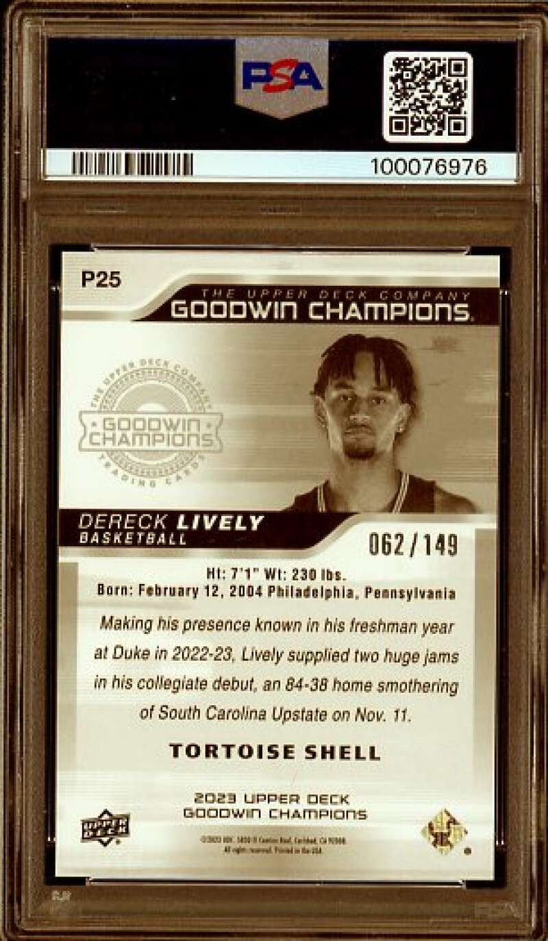 Dereck Lively 2023 Goodwin Champions Platinum Tortoise Shell (pop 1) #25 PSA 10 Image 2