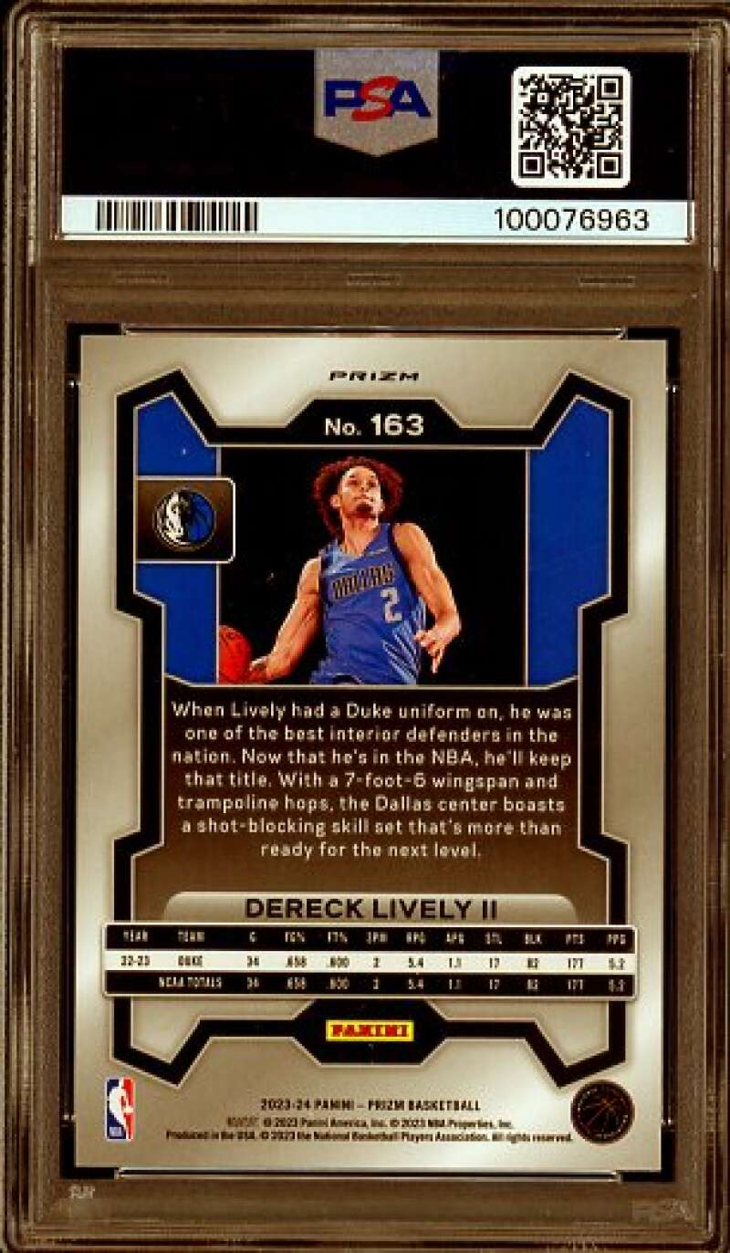 Dereck Lively II Rookie Card 2023-24 Prizm Green Prizm #163 PSA 10 Image 2
