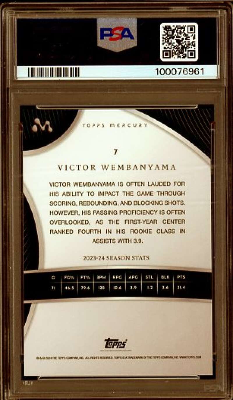Victor Wembanyama Rookie Card 2023-24 Topps Mercury (pop 3) #7 PSA 9 Image 2