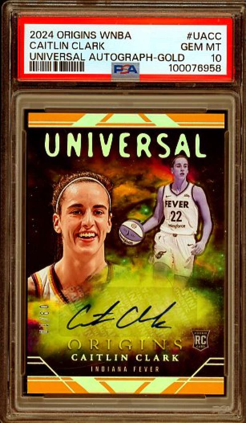 Caitlin Clark Rookie 2023-24 Origins WNBA Unversal Auto Gold (9/10) #Uacc PSA 10 Image 1