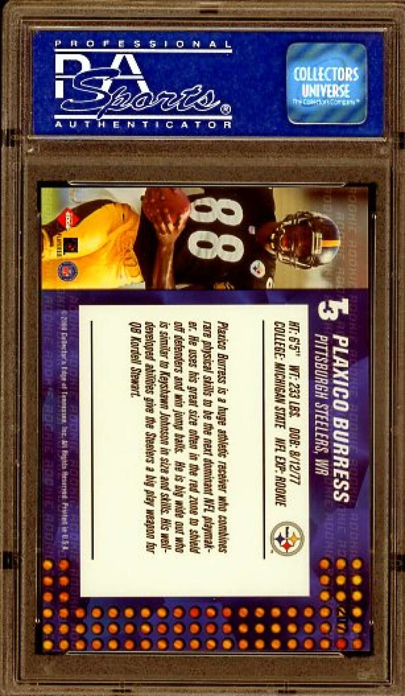 Plaxico Burress Rookie Card 2000 Collector's Edge T-3 Retail #207 PSA 9 Image 2