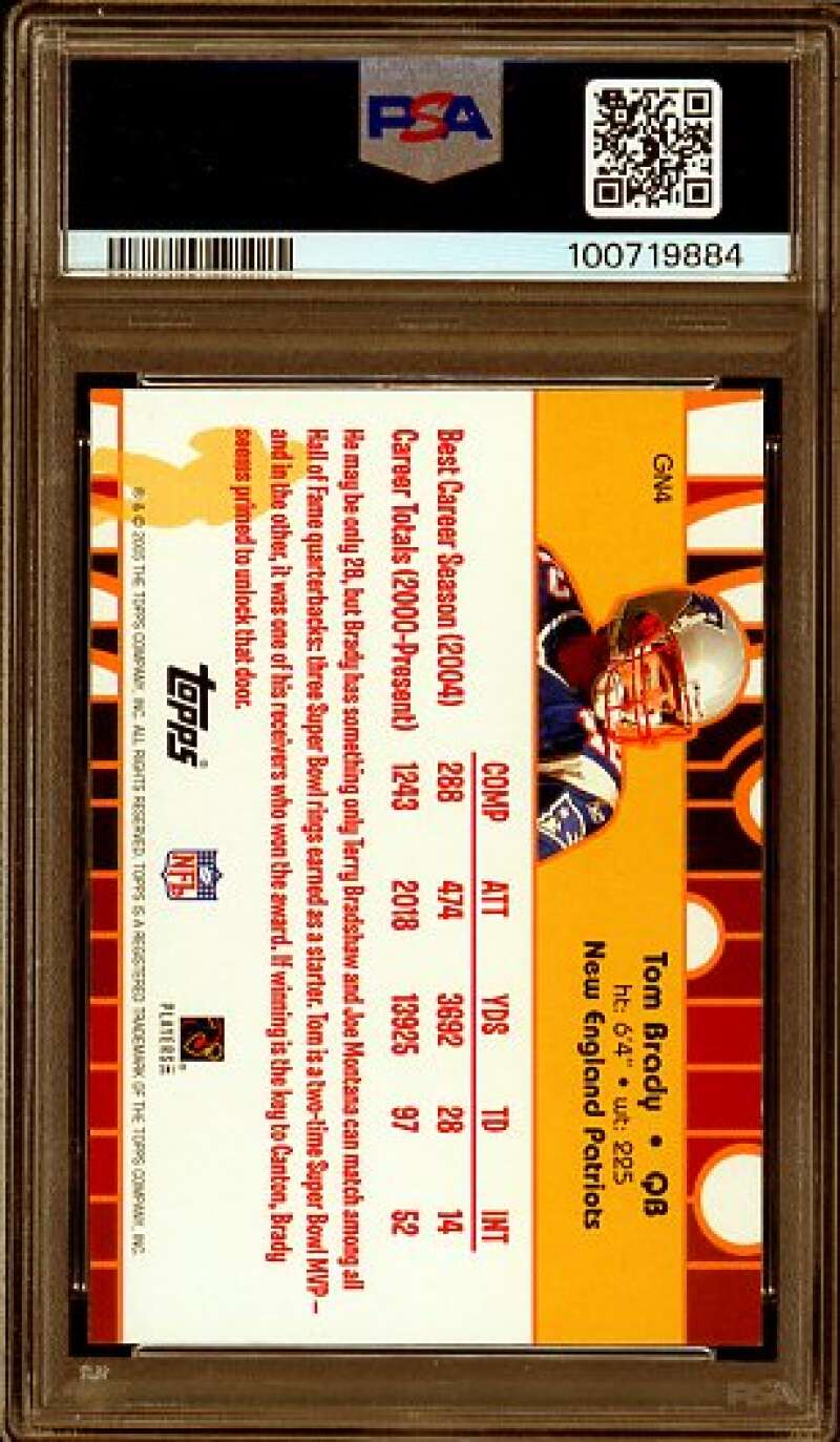 Tom Brady Card 2005 Topps Gold Anniv. Gold Nuggets #Gn4 PSA 8 Image 2