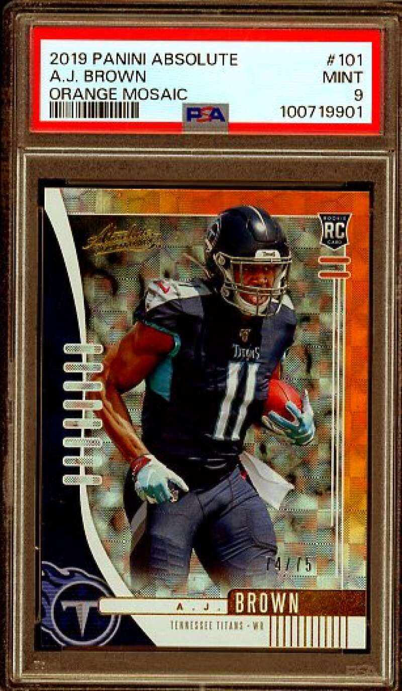 A.J. Brown Rookie 2019 Panini Absolute Orange Mosaic (pop 1) (74/75) #101 PSA 9 Image 1