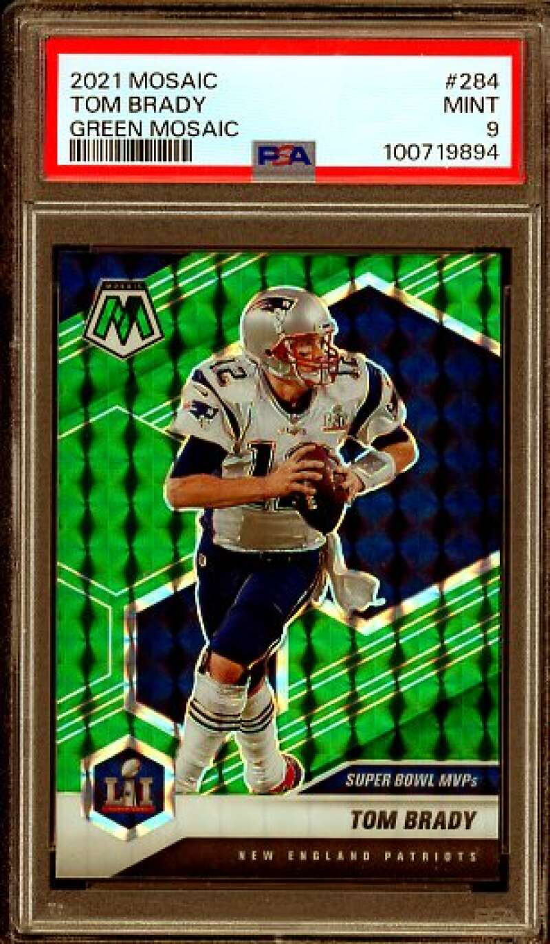 Tom Brady Card 2021 Mosaic Green Mosaic #284 PSA 9 Image 1