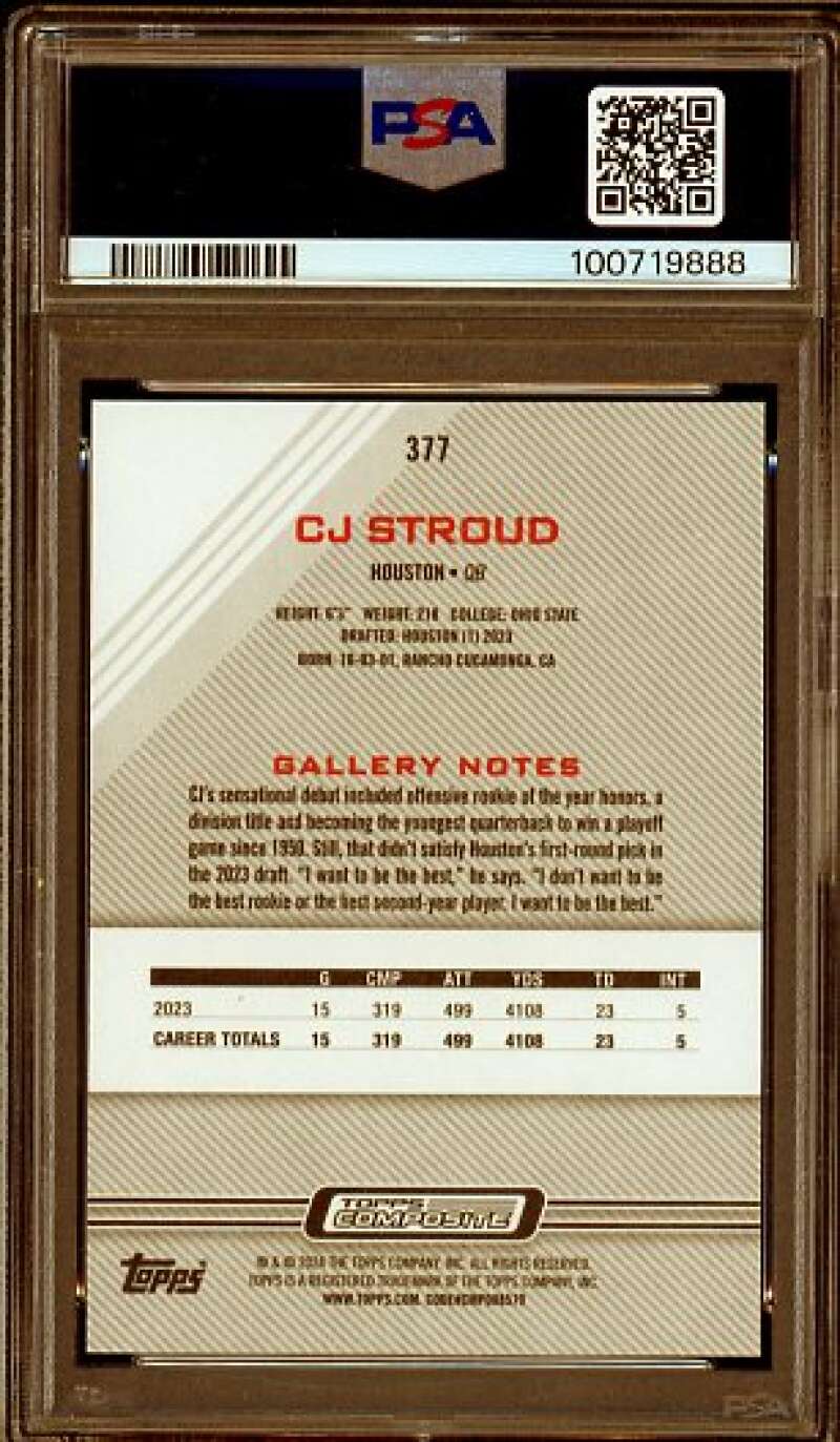 C.J. Stroud Rookie Card 2023 Topps Composite #377 PSA 10 Image 2